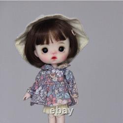 1/12 BJD Doll 15cm Ball Jointed Girl Clothes Wigs Eyes Shoes Makeup Full Set Toy