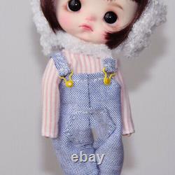 1/12 BJD Doll 15cm Girl Doll Resin Head Short Hair Eyes Face Makeup Full Set Toy