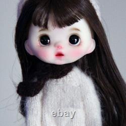 1/12 BJD Doll Girl Doll Resin Head Removable Sweater Scarf Wig Eyes Full Set Toy