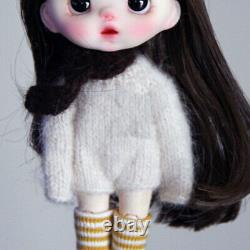 1/12 BJD Doll Girl Doll Resin Head Removable Sweater Scarf Wig Eyes Full Set Toy