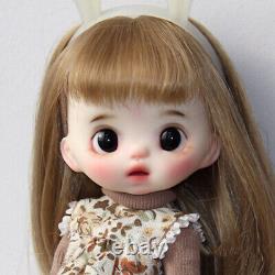 1/12 BJD Doll Mini Girl Resin Head Moveable Eyeballs Joints Outfit Full Set Toy