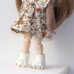 1/12 BJD Doll Mini Girl Resin Head Moveable Eyeballs Joints Outfit Full Set Toy