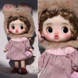 1/12 BJD Mini Girl Doll with Moveable Black Eyeballs Wigs Clothes Full Set Toy