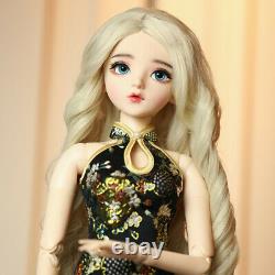 1/3 24in BJD Doll Girl Makeup Full Set Short Cheongsam Dress Shoes Wigs Eyes Toy