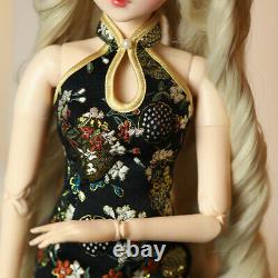 1/3 24in BJD Doll Girl Makeup Full Set Short Cheongsam Dress Shoes Wigs Eyes Toy