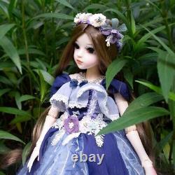 1/3 BJD Doll 18 Ball Jointed Female Doll Removable Dress Outfits Full Set Toy