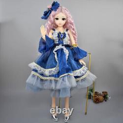 1/3 BJD Doll 24 inch Girl Doll with Face Makeup and Full Set Dress Outfits Toy