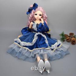 1/3 BJD Doll 24 inch Girl Doll with Face Makeup and Full Set Dress Outfits Toy