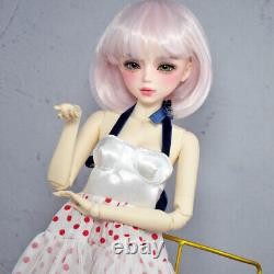 1/3 BJD Doll 56cm Girl Doll with Pink Color Short Wigs Long Dress Full Set Toy