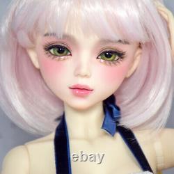 1/3 BJD Doll 56cm Girl Doll with Pink Color Short Wigs Long Dress Full Set Toy