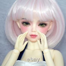 1/3 BJD Doll 56cm Girl Doll with Pink Color Short Wigs Long Dress Full Set Toy