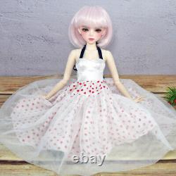 1/3 BJD Doll 56cm Girl Doll with Pink Color Short Wigs Long Dress Full Set Toy