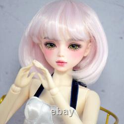 1/3 BJD Doll 56cm Girl Doll with Pink Color Short Wigs Long Dress Full Set Toy