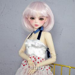 1/3 BJD Doll 56cm Girl Doll with Pink Color Short Wigs Long Dress Full Set Toy