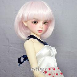 1/3 BJD Doll 56cm Girl Doll with Pink Color Short Wigs Long Dress Full Set Toy