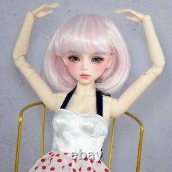 1/3 BJD Doll 56cm Girl Doll with Pink Color Short Wigs Long Dress Full Set Toy