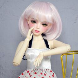 1/3 BJD Doll 56cm Girl Doll with Pink Color Short Wigs Long Dress Full Set Toy