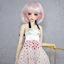 1/3 BJD Doll 56cm Girl Doll with Pink Color Short Wigs Long Dress Full Set Toy