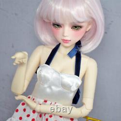 1/3 BJD Doll 56cm Girl Doll with Pink Color Short Wigs Long Dress Full Set Toy