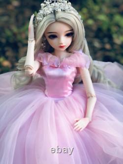 1/3 BJD Doll 60cm Ball Jointed Girl Full Set Pink Wedding Dress Shoes Makeup Toy