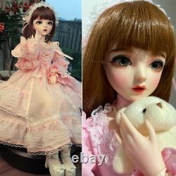 1/3 BJD Doll 60cm Girl Dolls with Dress Wigs Replace Eyes Full Set Outfit Toys