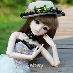 1/3 BJD Doll 60cm Girl Dolls with Face Makeup Wig Clothes Shoes Hat Full Set Toy