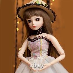 1/3 BJD Doll 60cm Girl Dolls with Face Makeup Wig Clothes Shoes Hat Full Set Toy