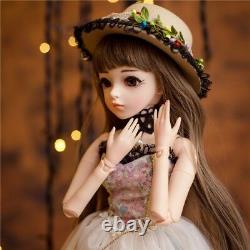 1/3 BJD Doll 60cm Girl Dolls with Face Makeup Wig Clothes Shoes Hat Full Set Toy