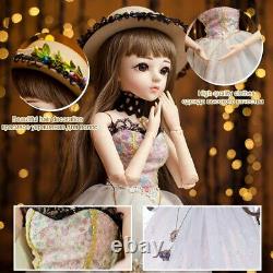 1/3 BJD Doll 60cm Girl Dolls with Face Makeup Wig Clothes Shoes Hat Full Set Toy