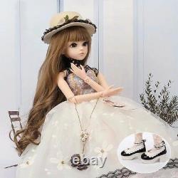 1/3 BJD Doll 60cm Girl Dolls with Face Makeup Wig Clothes Shoes Hat Full Set Toy