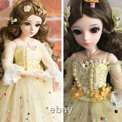 1/3 BJD Doll 60cm Girl with Eyes Makeup Wigs Clothes Full Set Outfit Kids Toys
