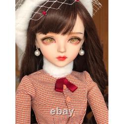 1/3 BJD Doll 60cm Height Girl Doll with Shimmer Gold Eyes Brown Wig Full Set Toy