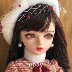 1/3 BJD Doll 60cm Height Girl Doll with Shimmer Gold Eyes Brown Wig Full Set Toy