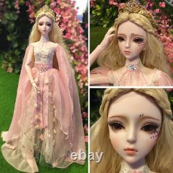 1/3 BJD Doll 62cm Ball Jointed Girl Doll Replaceable Eyes Wig Shoes Full Set Toy