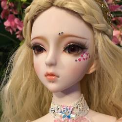 1/3 BJD Doll 62cm Ball Jointed Girl Doll Replaceable Eyes Wig Shoes Full Set Toy