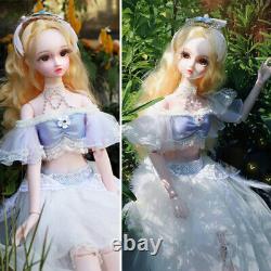 1/3 BJD Doll 62cm Girl Doll with Full Set Outfit Long Blond Hair Face Makeup Toy