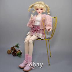 1/3 BJD Doll Cute 22 in Height Girl Doll + Sweater Vest Dress Shoes Full Set Toy