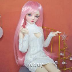 1/3 BJD Doll Fashion Girl Doll with Sweater Dress Shoes Pink Wigs Full Set Toy