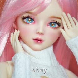 1/3 BJD Doll Fashion Girl Doll with Sweater Dress Shoes Pink Wigs Full Set Toy