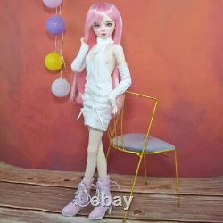 1/3 BJD Doll Fashion Girl Doll with Sweater Dress Shoes Pink Wigs Full Set Toy