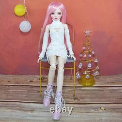 1/3 BJD Doll Fashion Girl Doll with Sweater Dress Shoes Pink Wigs Full Set Toy