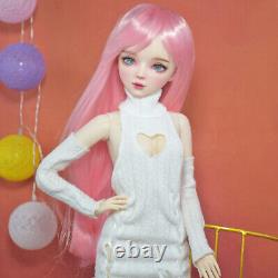 1/3 BJD Doll Fashion Girl Doll with Sweater Dress Shoes Pink Wigs Full Set Toy