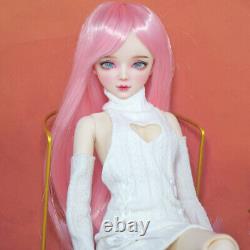 1/3 BJD Doll Fashion Girl Doll with Sweater Dress Shoes Pink Wigs Full Set Toy