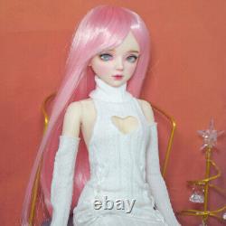 1/3 BJD Doll Fashion Girl Doll with Sweater Dress Shoes Pink Wigs Full Set Toy
