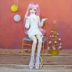 1/3 BJD Doll Fashion Girl Doll with Sweater Dress Shoes Pink Wigs Full Set Toy