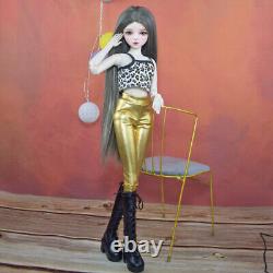 1/3 BJD Doll Fashion Girl Doll with Vest Pants Shoes Wigs Makeup Full Set Toy