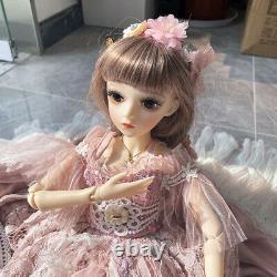 1/3 BJD Doll Female Body with Upgrade Face Makeup Dress Shoes Full Set Kids Toy