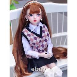 1/3 BJD Doll Handmade Girl Face Makeup Eyes Wig Shoes Full Set Student Gift Toy