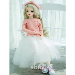 1/3 BJD Doll Handmade Girl Face Makeup Eyes Wig Shoes Jumper Casual Full Set Toy