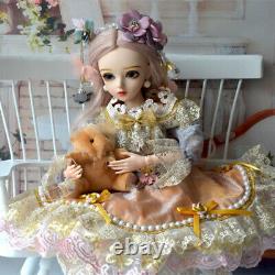 1/3 BJD Doll Handpainted Face Makeup Girl Dolls with Princess Dress Full Set Toy